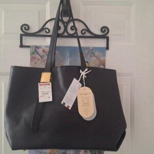 NWT VIOLA CASTELLANI GRAZIE TOTE BAG - BLACK GENUINE LEATHER MADE IN ITALY